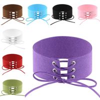 Wholesale Fashion Lace Up Chokers Necklaces Punk Gothic Mix Colors Leather Wide Ribbon Ladies Neckless For Gift