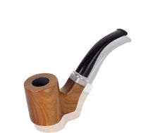 Wholesale New creative flat bottom solid wood pipe Green Sandalwood hammer curved filter men s big pipe