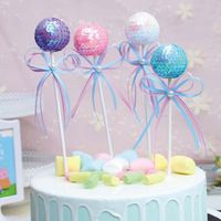 Wholesale cake toppers banner for Cupcake Wrapper Baking Cup birthday tea party bar Sweetheart Table decoration baby shower shiny Sequins ball