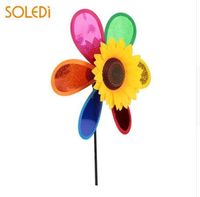 Wholesale Color Random Plastic Yard Sunflower Windmill D Decoration Pinwheel Colorful Lawn Wind Spinner Whirligig