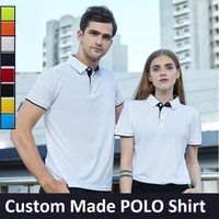 Wholesale Custom Made Men Polo Shirt Tops S XL Plus Size Black White Red Orange Yellow Navy Sky Blue Green Colors Drop Shipping