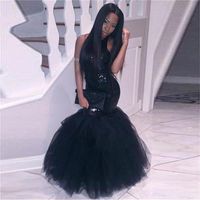 Wholesale 2018 Elegant Black Girl Mermaid African Prom Dresses Evening wear Plus Size Long Sequined Sexy Backless Gowns Cheap Party Homecoming Dress