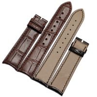 Wholesale 20mm mm Handmade Watchband Alligator Leather Strap bracelet curved end special Accessories Black Brown for brand watches men