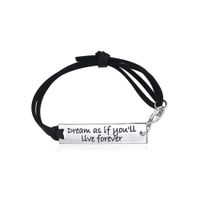 Wholesale High Quality Silver Plated Inspirational Quote Be the Change Letter Charm Leather Bracelet for Women Fashion Jewelry