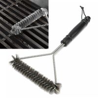 Wholesale 12inch Sided BBQ Grill Brush Non stick Barbecue Grill BBQ Brush Stainless Steel Wire Bristles Cleaning Brushes With Handle Durable Cooking
