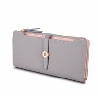 Wholesale Top Quality Latest Lovely Leather Long Women Wallet Fashion Girls Change Clasp Purse Money Coin Card Holders Wallets Carteras