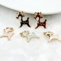 Wholesale Mixed Oil Drop Fashion Zinc Alloy Sika deer Charm Pendants Gold Color Floating Enamel Fashion Jewelry Accessories