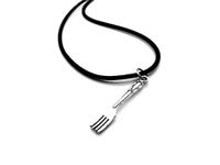 Wholesale 30pcs Vintage Spoon Fork charm pendant Necklace Simple Kitchen Tool Instrument Charm Pendant Leather Rope Necklaces for Mom Gift Jewelry