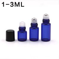Wholesale ml ml ml Cobalt Blue Glass Micro Mini Roll on Glass Bottles with Metal Roller Balls for fragrance perfume bottles