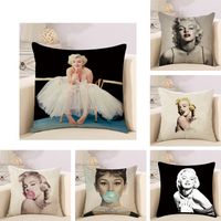 Retro Nostalgia Marilyn Monroe Pillow Case Cotton Linen Sofa Window Bedroom Sofa Cushion Cover Home Decoration Bardian 5qt Bb