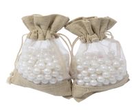 Wholesale 50pcs cm Drawstring Pouch Jewellery beads storage bag With TWO side Transparent PVC Window Wedding Burlap Gift Bags