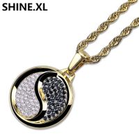 Wholesale Hip Hop Iced Out Tai Chi Choker Best Friend Pendants Necklaces Black White Yin Yang Necklace Sign Jewelry Best Gift for Men Women
