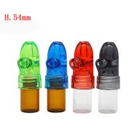 Wholesale Acrylic Cap Glass bottle Snuff Snorter Dispenser Bullet Rocket Snorter Glass Vial with Clear Bottoms Colorfull head