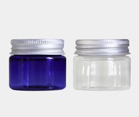 Wholesale 30g Clear Blue Plastic Cream Jar ml Small Empty PET Bottle With Aluminum Screw Cap Cosmetic Packaging