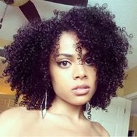 Wholesale afro kinky curl brazilian Hair Simulation human hair Wig short afro kinky curl Wigs with bang