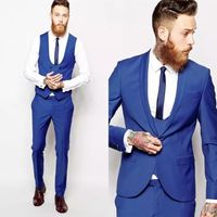 Wholesale Custom Made Royal Blue Men Suits Slim Fit Business Suits Wedding Suits Tailor Tuxedo Groom Terno Blazer Masculino Pieces Jacket Vest Pants
