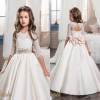 Wholesale Sequin Appliques Flower Girl Champagne Christening Wedding Party Pageant Dress Baby ball Gowns Child Bridesmaid Clothing