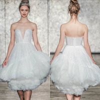 Wholesale Inbal Dror Wedding Dress Fancy Sweetheart Lace Tiered Tulle Knee Length Bridal Gowns Sexy Short Wedding Dresses
