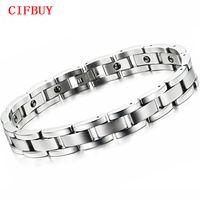 Wholesale Jewelry Magnet Stone Man Bracelet Classical Stainless Steel Energy Balance Link Chain Bracelets For Men Health Care GS8012