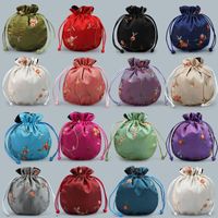 Wholesale Satin Drawstring Chinese Silk Brocade Pouches bag Damask Jewelry Product Packing Pouch Christmas Wedding Gift Bag embroidered