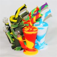 Wholesale Silicon Rigs Silicone Hookah Bongs silicon oil dab rigs with glass down stem and bowl silicone nectar collector
