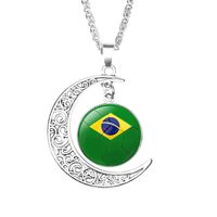 Wholesale Discount Mexico Soccer necklace Souvenirs Russia World Cup fan jewelry mens national flag football time precious stone crescent pendant