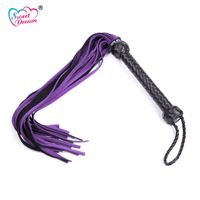 Wholesale Sweet Dream cm Purple Leather Queen Whip Flogger Whip Tassels Sex Torture SM Fetish Adult Game Sex Toys For Couple DW S19706