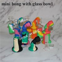 Wholesale Sample Portable Hookah Silicon Smoking Pipes Dry Herb water Pipe Percolator Bong ml silicone wax oil jar