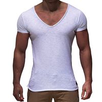 Wholesale Men Basic T Shirt Solid V Neck Slim Fit Male Fashion T Shirts Short Sleeve Tops Tees Brand Male T shirts Hot Sale