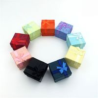 Wholesale paper Bowknot Jewelry Packaging Display Gift Boxes X4X3cm Cute Box Red Pink Purple Blue Earrrings Ring Boxes