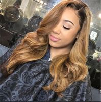 Wholesale Brazilian Ombre Body Wavy Glueless Full Lace Human Hair Wigs B Honey Blonde Two Tone Lace Front Wigs Density Bleached Knots