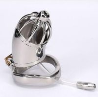 Wholesale Stainless Steel Male Chastity Device With Silicone Urethral Sounds Catheter Spike Ring BDSM Sex Toys For Men Sex Slave Penis Lock Cage CP277