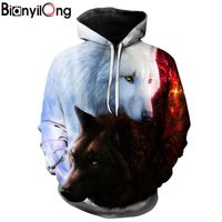 Wholesale Wolf Printed Hoodies Men d Hoodies Brand Sweatshirts Boy Jackets Quality Pullover Fashion Tracksuits Animal Streetwear Out Coat