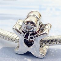 Wholesale 2016 New Spring S925 Sterling Silver Sweet Gingerbread Man Charm Bead Fits European Pandora Style Jewelry Bracelets