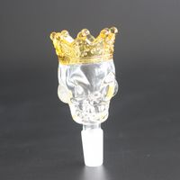 Wholesale Glass Slide Smoke Accessory For Glass Bong Quartz Banger Nails BIG Size Skull Style Herb Holder With Crown Glass Bowl