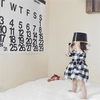 Wholesale Summer Baby Girls Dresses Toddler Girls Classic Black White Plaid Cotton Dress Outfit Infant Beautiful Gift Baby Daily Clothes