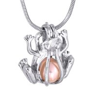 Wholesale 18kgp Frog cage Pendant Fittings Animal Style Pearl Cages DIY Jewelry plated sliver European fashion P37
