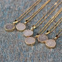 Wholesale SALE MM Round Agate Druzy Necklace Agate Drusy Geode Necklace wedding party birthday jewelry druzzy quot gold necklace Silver plated