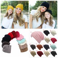 Wholesale Parents Kids Beanie Hats Baby Moms Colors Winter Knitted Hats Warm Hoods Crochet Skulls Caps Outdoor Hats OOA5942
