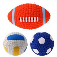 Wholesale Pet Dog Rubber Toy Sound Squeaker Football Volleyball Rugby Balls Toys for Pet Puppy Dog Teeth Training Supplies