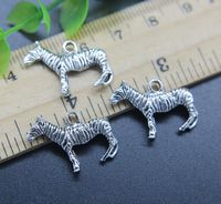 Wholesale Cute Zebra Alloy Charms Pendant Retro Jewelry Making DIY Keychain Ancient Silver Pendant For Bracelet Earrings mm