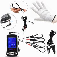 Wholesale 3in1 Electric Shock Gloves Breast Clips Penis Rings Delay Ejaculation Full Body Massager Clitoral Stimulator Sex Toy for Men I9