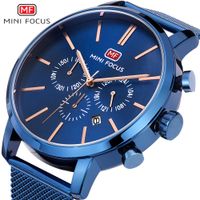 Wholesale MINIFOCUS Modern Stainless Steel Strap Watch Men Luxury Famous Male Analog Quartz Watch Wristwatch Wedding Blue Accessories MF0023G