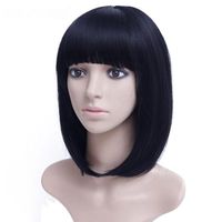 Wholesale gt gt gt new Hot Sell Women s Medium Straight Synthetic Black Bob Hair Wig With Bangs For Women