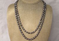 Wholesale 48 Inch mm Long Baroque Grey Freshwater Pearl Rope Necklace