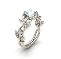 Wholesale Fashion Silver Color Crystal Flower Vine Leaf Design Rings For Women Femme Ring Vintage Statement Jewelry Lover Gift