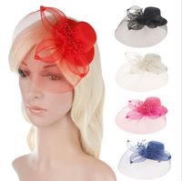 Wholesale Women Party Fascinator French Veiling Cocktail Hat Hair Clips Lady Mesh Flower Headpiece Bridal Hairpins Hair Accessories