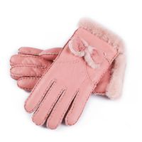 Wholesale New Ladies Bowknot High Quality Leather Gloves Wool Gloves Quality Assurance