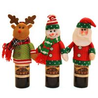 Wholesale Santa Claus Snowman Christmas Decoration Red Wine Bottle Cover New Year Gifts Xmas Party Products For Home Decor Supplies