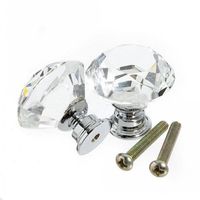 Brand New 10pcs Clear 30mm Diamond Crystal Glass Pull Handle Fine